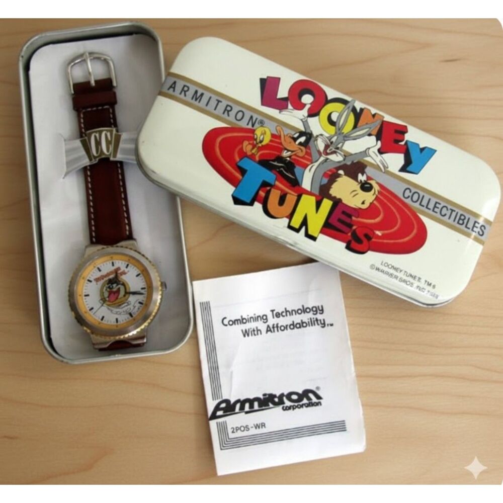 Rare Complete 1990s Armitron Looney Tunes Watch Set Tasmanian Devil Taz 1993